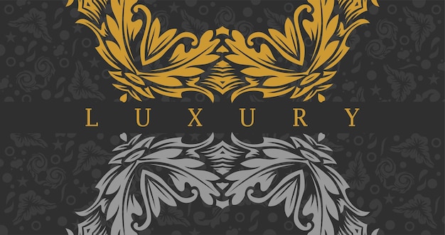 Luxe sier mandala ontwerp achtergrond in gouden kleur