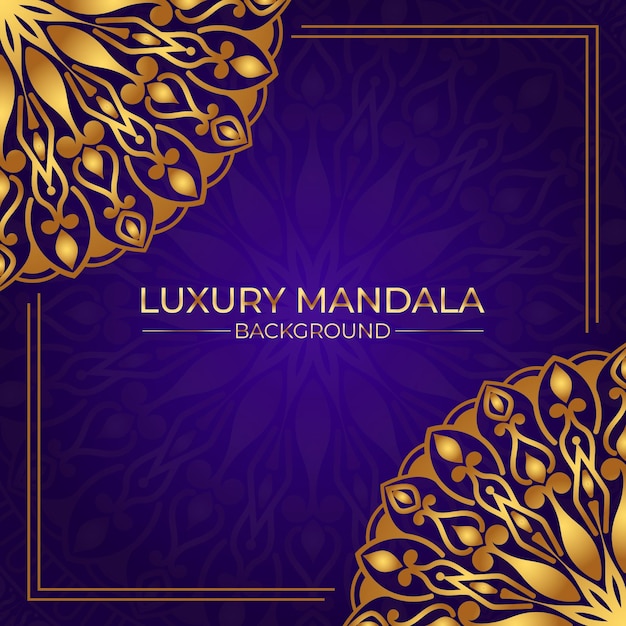 Luxe sier mandala ontwerp achtergrond in gouden kleur