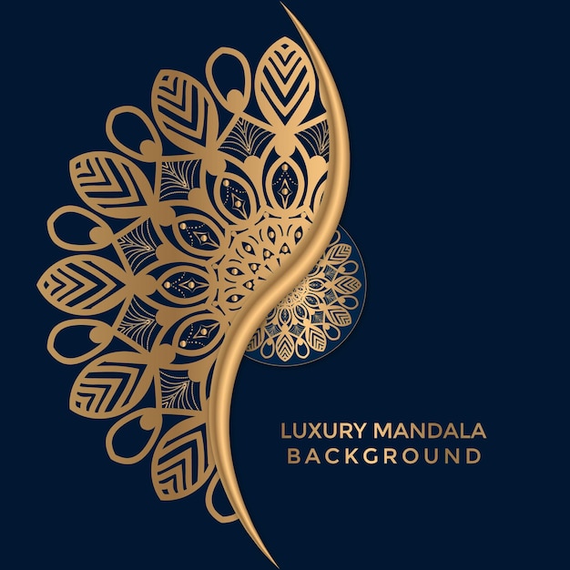 luxe sier mandala ontwerp achtergrond in gouden kleur