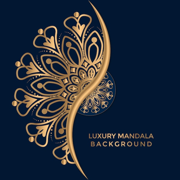 luxe sier mandala ontwerp achtergrond in gouden kleur