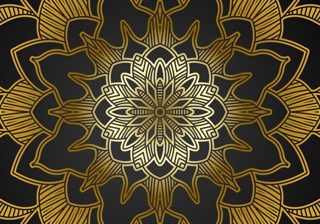 luxe sier mandala ontwerp achtergrond in gouden kleur