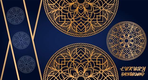 Luxe sier mandala ontwerp achtergrond in gouden kleur