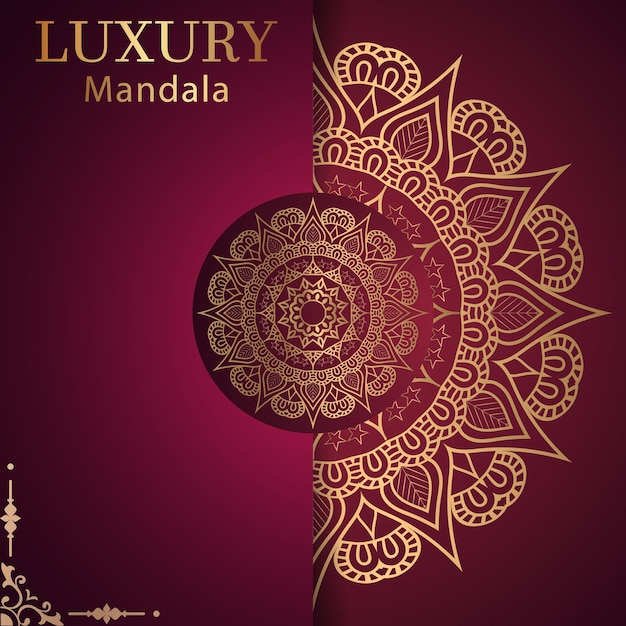 luxe sier mandala ontwerp achtergrond in gouden kleur