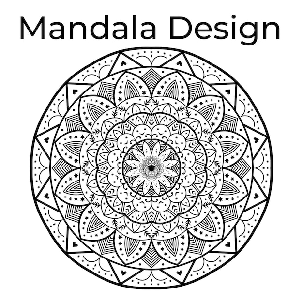 Luxe sier mandala ontwerp achtergrond in zwart-witte kleur vector