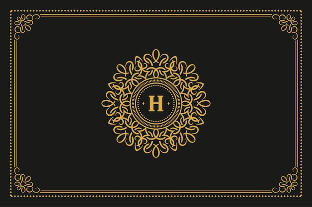 Luxe sieraad vintage monogram logo brief sjabloon ontwerp vectorillustratie. royal merk kalligrafische sierlijke vignetten goed voor boetiek of restaurant logo.