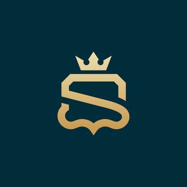 Luxe simple s initial shield-logo ontwerpt vector, shield king-logosjabloon