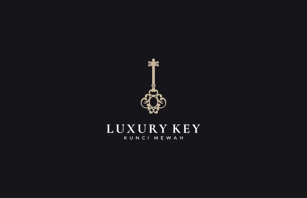 Luxe sleutel logo vector ontwerpsjabloon