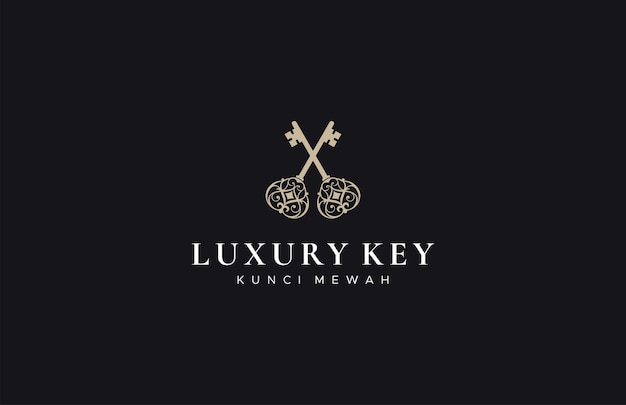 Luxe sleutel logo vector ontwerpsjabloon