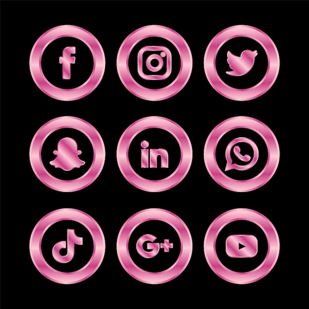 Luxe Social Media roze cirkel iconen