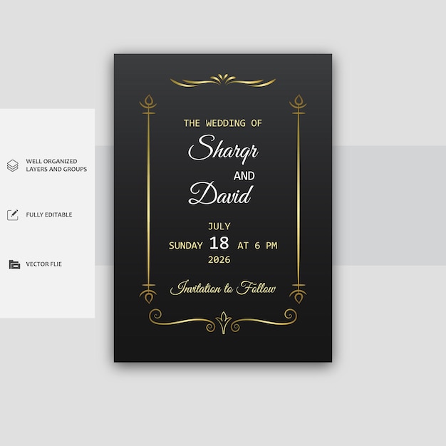 Luxe vintage gouden vector uitnodigingskaart
