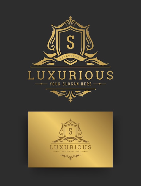 Luxe vintage sieraad logo monogram crest sjabloon ontwerp vectorillustratie