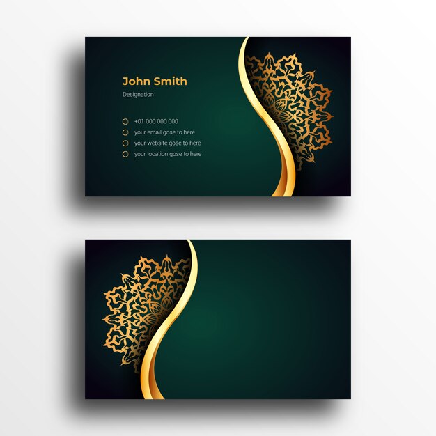 Luxe visitekaartje ontwerpsjabloon met luxe sier Mandala Arabesque ontwerp