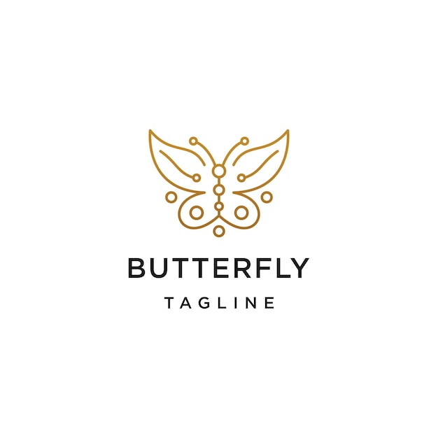 Luxe vlinder ontwerp met lijn kunst stijl logo sjabloon platte vector