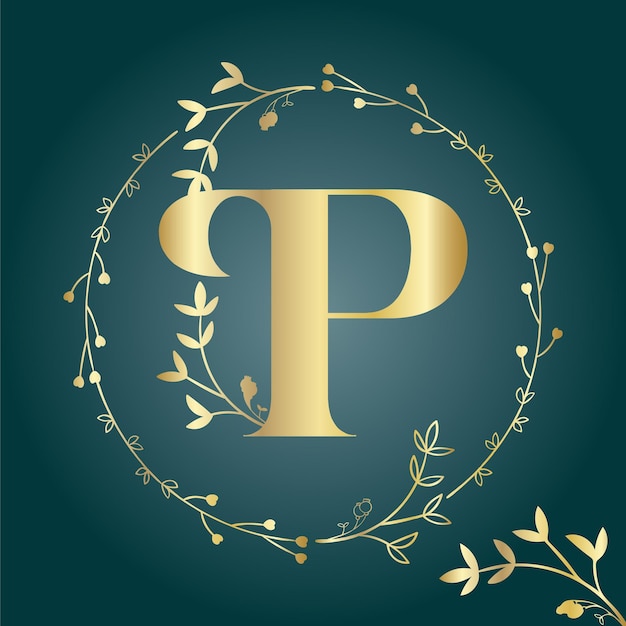 luxe vrouwelijke eerste letter p logo sjabloon