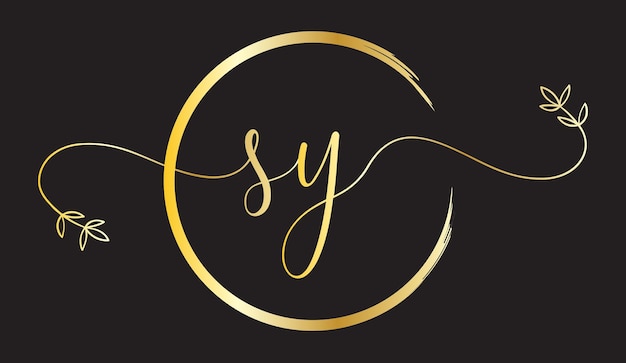 luxe vrouwelijke eerste letter sy logo sjabloon