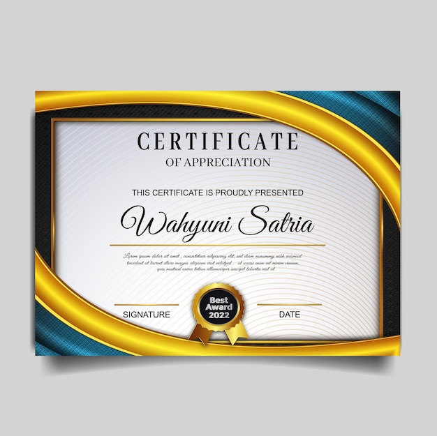 Luxe waardering elegante certificaatsjabloon