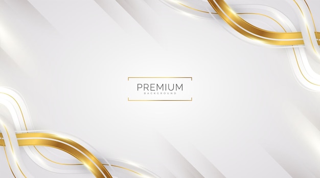Luxe witte en gouden achtergrond met gouden lijnen en papier knippen stijl Premium grijze en gouden achtergrond voor Award nominatie ceremonie formele uitnodiging of certificaat ontwerp