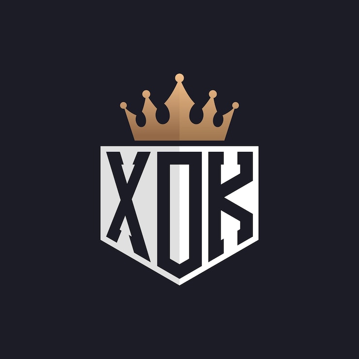 Vector luxe xok-logo met kroon elegante initialen xok-letterlogo voor exclusieve merken letter xok-monogram voor high-end bedrijven