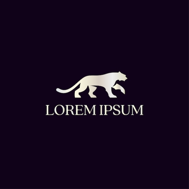 Luxe zilveren panter logo ontwerpsjabloon