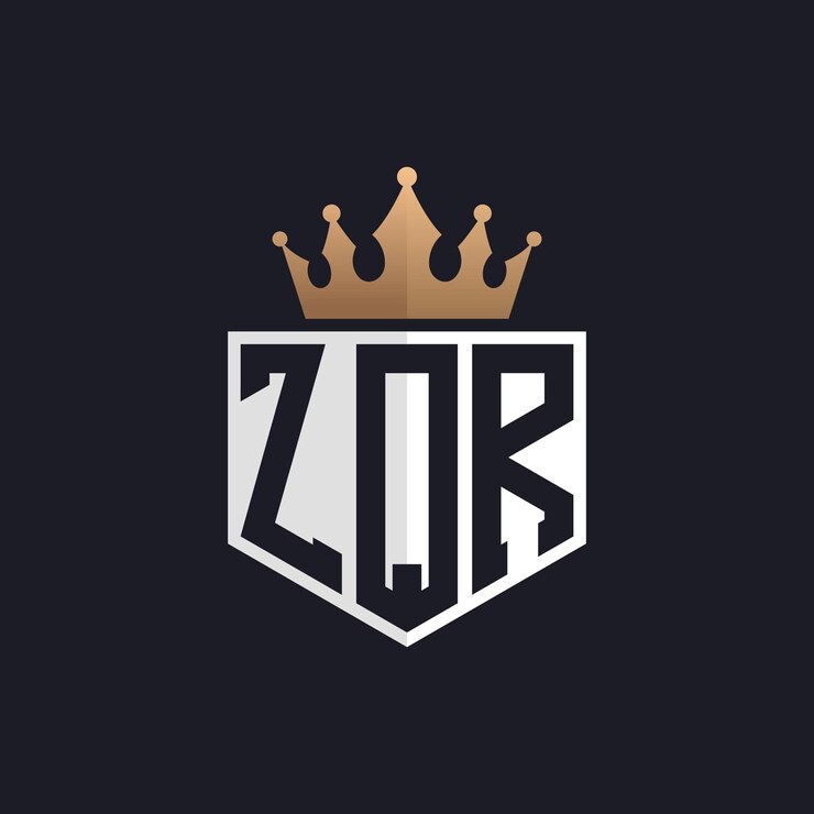Vector luxe zqr-logo met kroon elegante initialen zqr letter logo voor exclusieve merken letter zqr monogram voor highend bedrijven