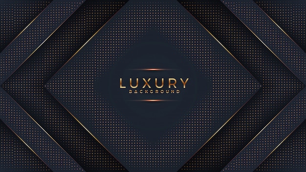 Vector luxe zwarte achtergrond met een combinatie gloeiende gouden stippen met 3d-stijl.