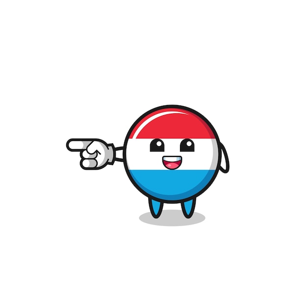 Luxembourg cartoon with pointing left gesture