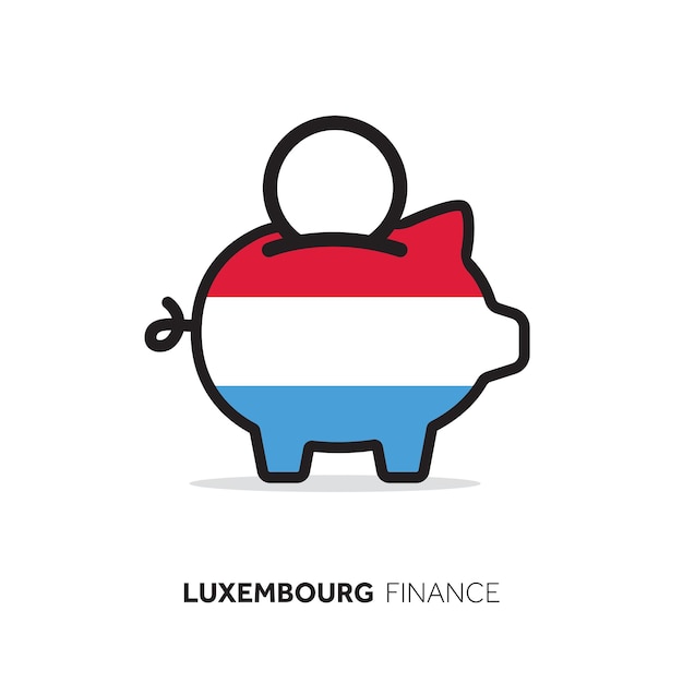Concetto economico del lussemburgo salvadanaio con bandiera nazionale