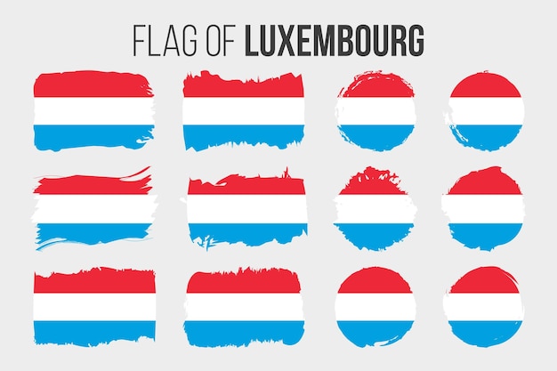 ルクセンブルクの旗イラストブラシストロークと白で隔離されるルクセンブルクのグランジ旗