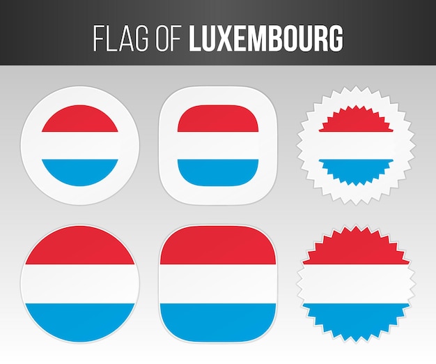 Флаг Люксембурга маркирует значки и наклейки Иллюстрационные флаги Люксембурга изолированы