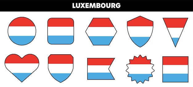 Luxembourg flag labels collection Vector isolated on white Badge set with Luxembourg colors