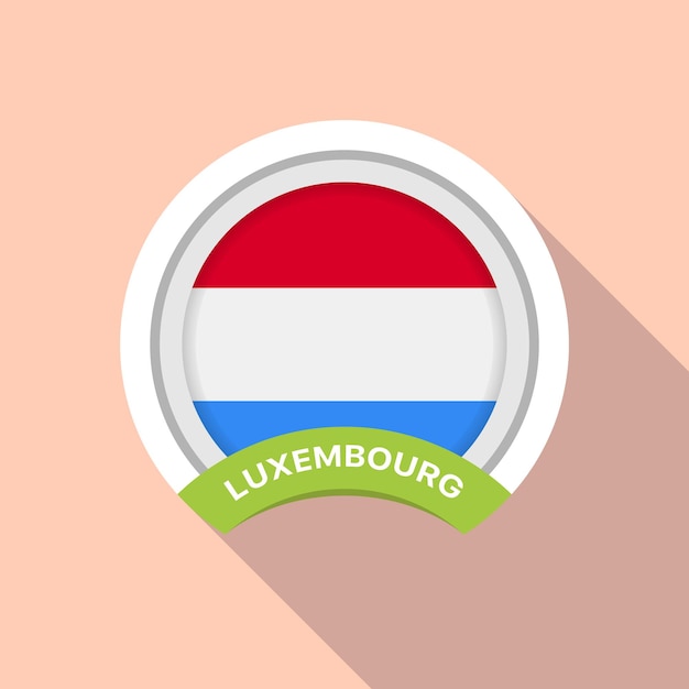 Люксембургский флаг круглая глянцевая кнопка Векторная иллюстрация