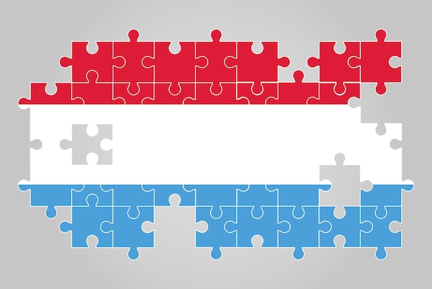 ジグソーパズルベクトルパズルマップのルクセンブルクの旗の形子供のためのルクセンブルクの旗