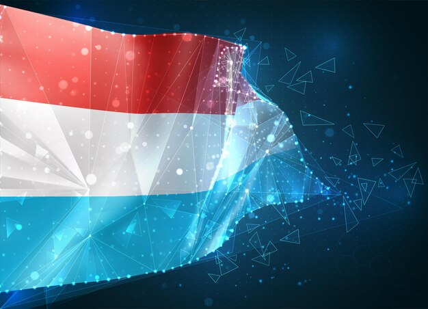 Luxembourg,  flag, virtual abstract 3D object from triangular polygons on a blue background