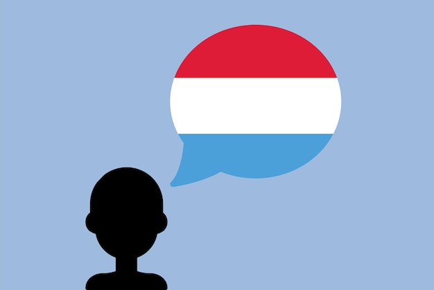 Luxembourg flag with speech balloon silhouette man with country flag learning LUXEMBOURG language