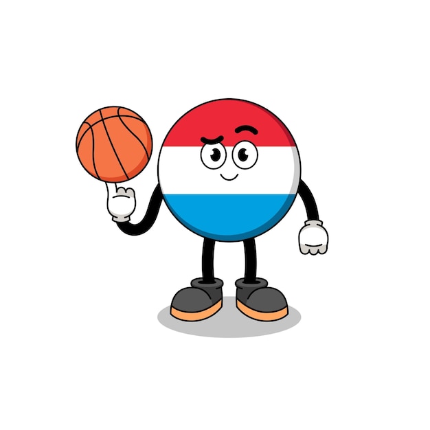 Illustrazione del lussemburgo come design del personaggio di un giocatore di basket