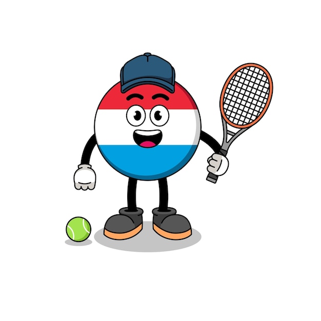 Luxembourg illustration as a tennis player character design