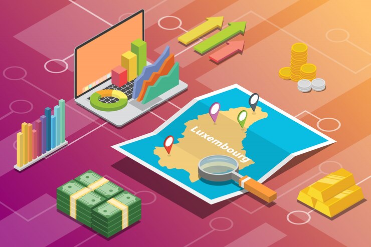 Vector luxembourg isometric business economy growth country
