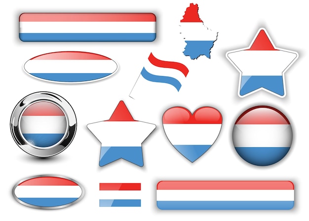 Vector luxembourg luxembourg flag buttons great collection high quality vector illustration
