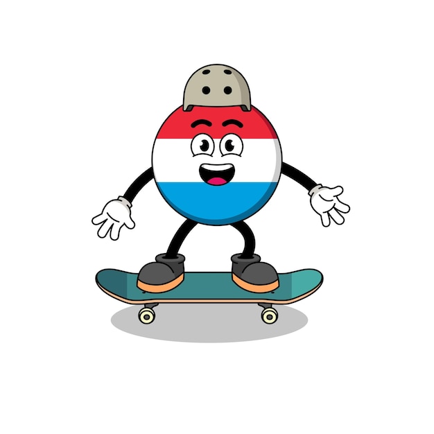 Luxembourg mascot playing a skateboard character design