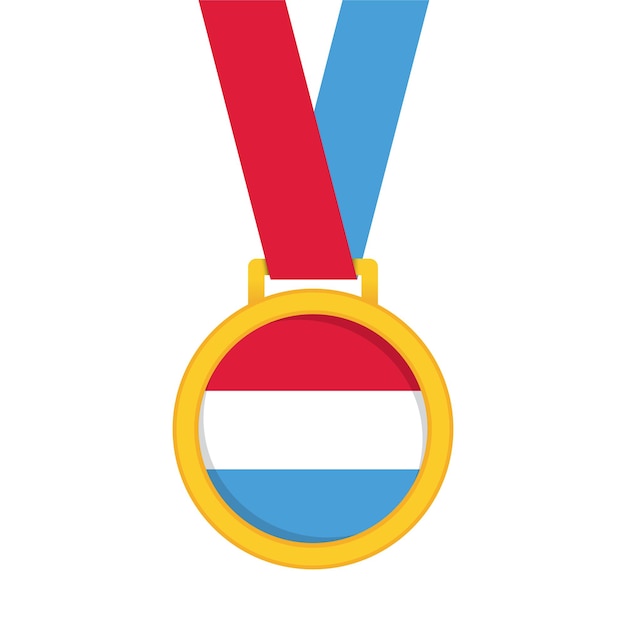 Золотая медаль победителя за первое место с национальным флагом Люксембурга