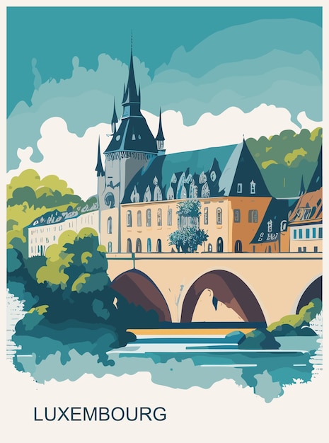 Vector luxembourg vintage poster design concept