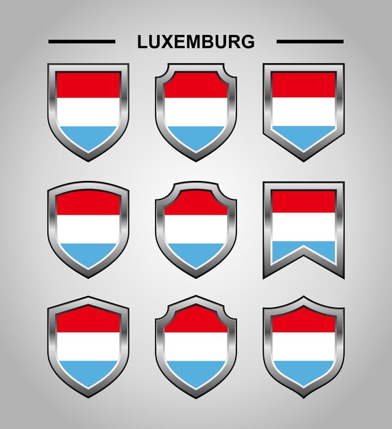 Luxemburg National Emblems Flag with Luxury Shield