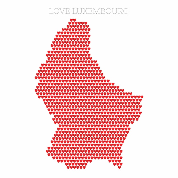 Luxemburgse landkaart gemaakt van liefdeshart halftoonpatroon