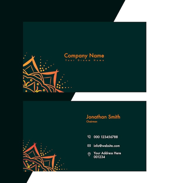 luxuary gold vertical mandala business card template