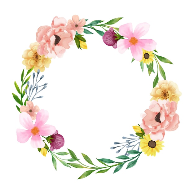 Vector luxuriant floral wreath in watercolor style