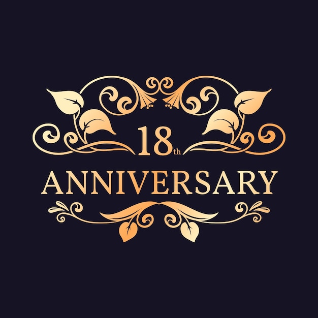 Modello di logo lussuoso 18 ° anniversario