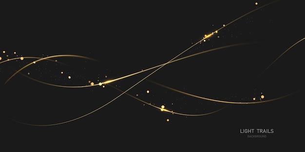 Luxurious abstract golden light line effect design vector illustration on black background