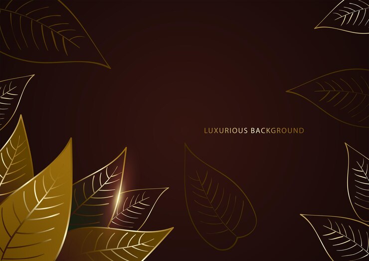 Vector luxurious abstract leaves with golden lines modern luxurious vector background