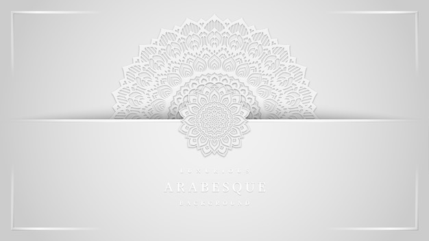 Lussuoso sfondo arabesco con arte in stile clean white mandala