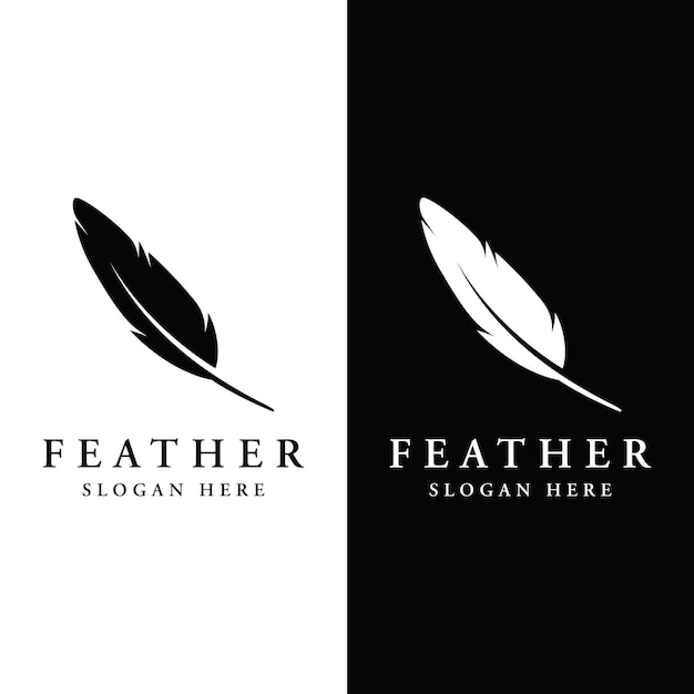 Luxurious author's feather logo with a creative idea Inspired by the author quill feather